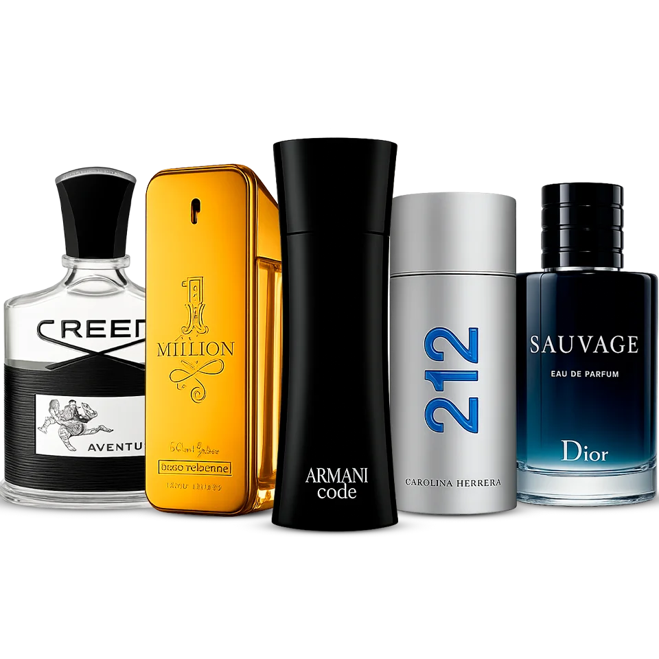Pack 5 Perfumes: Creed Aventus, 1 Million, Armani Code, 212 Men & Dior Sauvage 5×100 ml